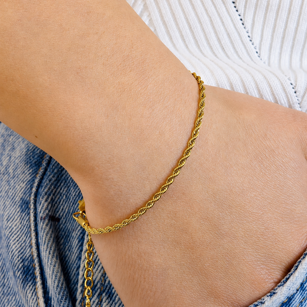 Combo Lazo Mukura (Cadena + Pulsera) Oro Laminado 18K Mujer