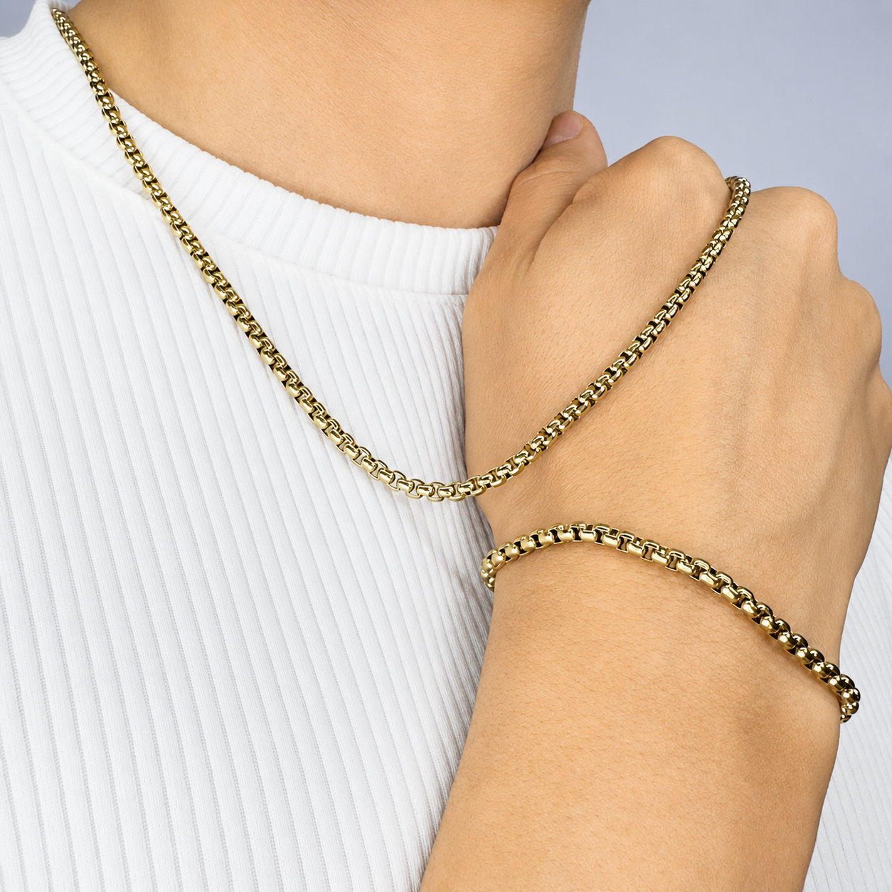 Combo Veneciana Mukura (Cadena + Pulsera) Oro Laminado 18K