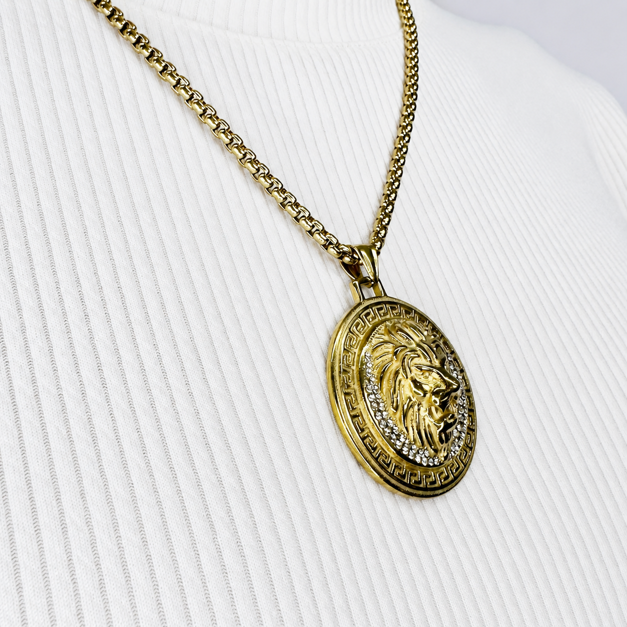 Combo Cadena Veneciana + Dije León Oro Laminado 18K