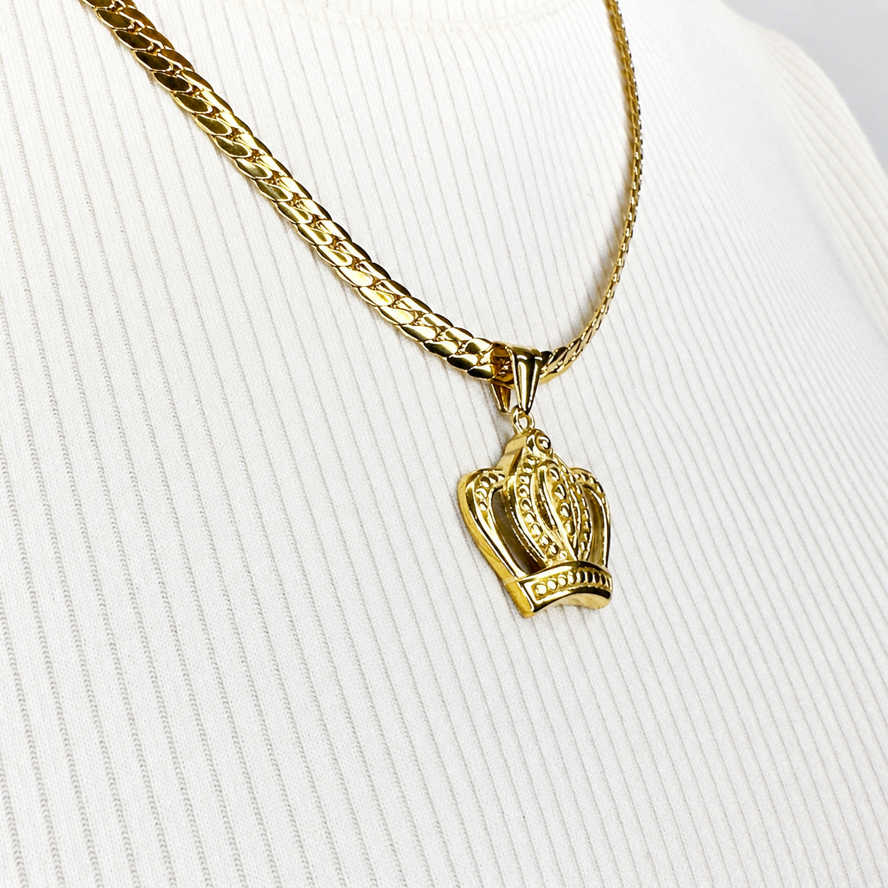 Combo Cadena Serpiente + Dije Corona Oro Laminado 18K