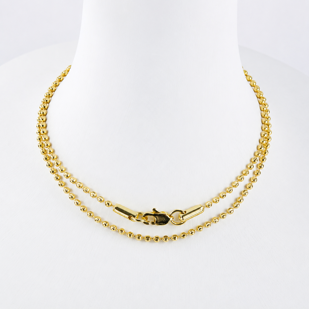 Cadena Militar Diamantada Mukura Oro Laminado 18K Mujer