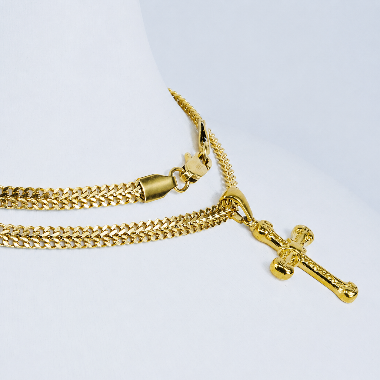 Combo Cadena Roma + Dije Cruz Enlazada Oro Laminado 18K Mujer