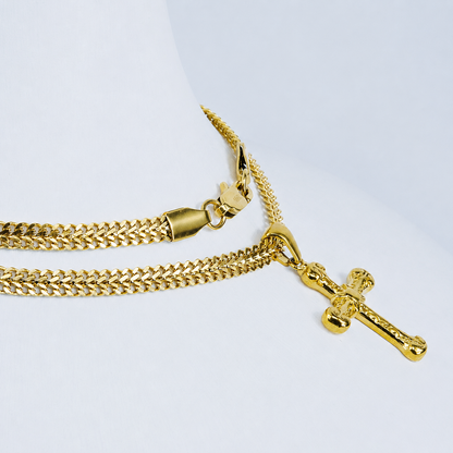 Combo Cadena Roma + Dije Cruz Enlazada Oro Laminado 18K Mujer