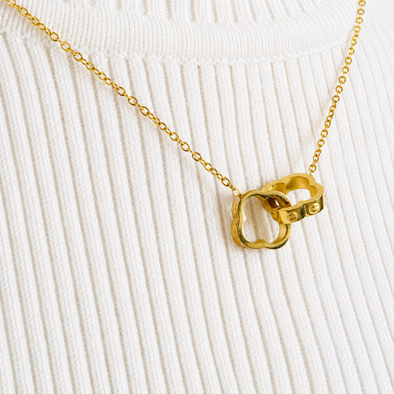 Combo Trebol Mukura (Cadena + Pulsera) Oro Laminado 18K Mujer