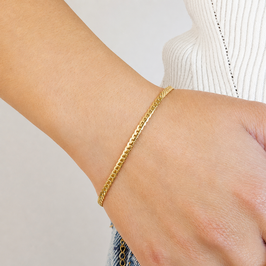 Cadena Grabada Mukura Oro Laminado 18K Mujer