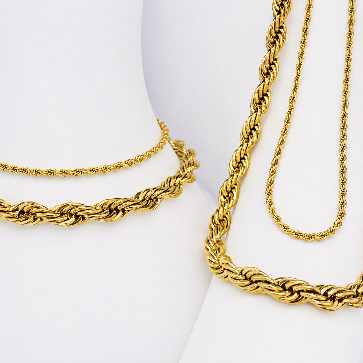 Combo Lazo Mukura Pareja (Cadenas + Pulseras) Oro Laminado 18K