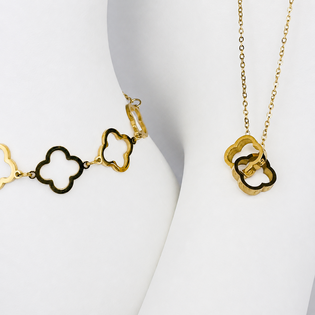 Combo Trebol Mukura (Cadena + Pulsera) Oro Laminado 18K Mujer