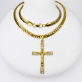 Combo Cadena Grabada + Dije Cristo Piedras Mukura Oro Laminado 18K
