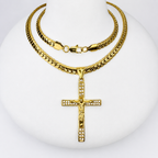 Combo Cadena Grabada + Dije Cristo Piedras Mukura Oro Laminado 18K
