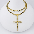Combo Cadena Veneciana + Dije Cristo Piedras Mukura Oro Laminado 18K