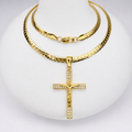 Combo Cadena Serpiente + Dije Cristo Piedras Mukura Oro Laminado 18K