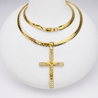 Combo Cadena Serpiente + Dije Cristo Piedras Mukura Oro Laminado 18K