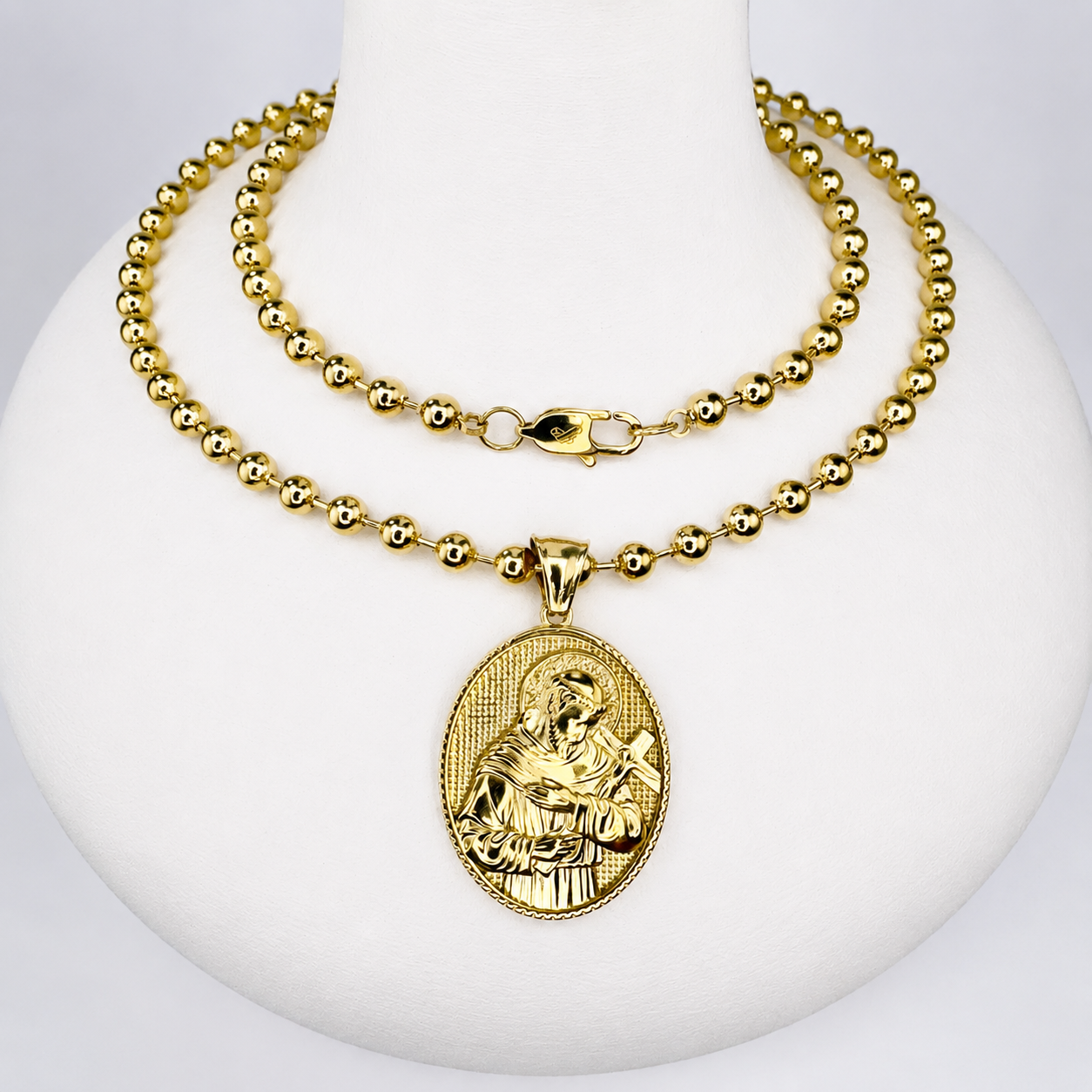 Combo Cadena Militar + Dije San Francisco De Asís Oro Laminado 18K