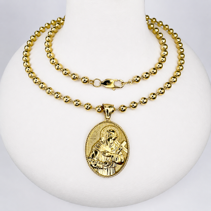 Combo Cadena Militar + Dije San Francisco De Asís Oro Laminado 18K