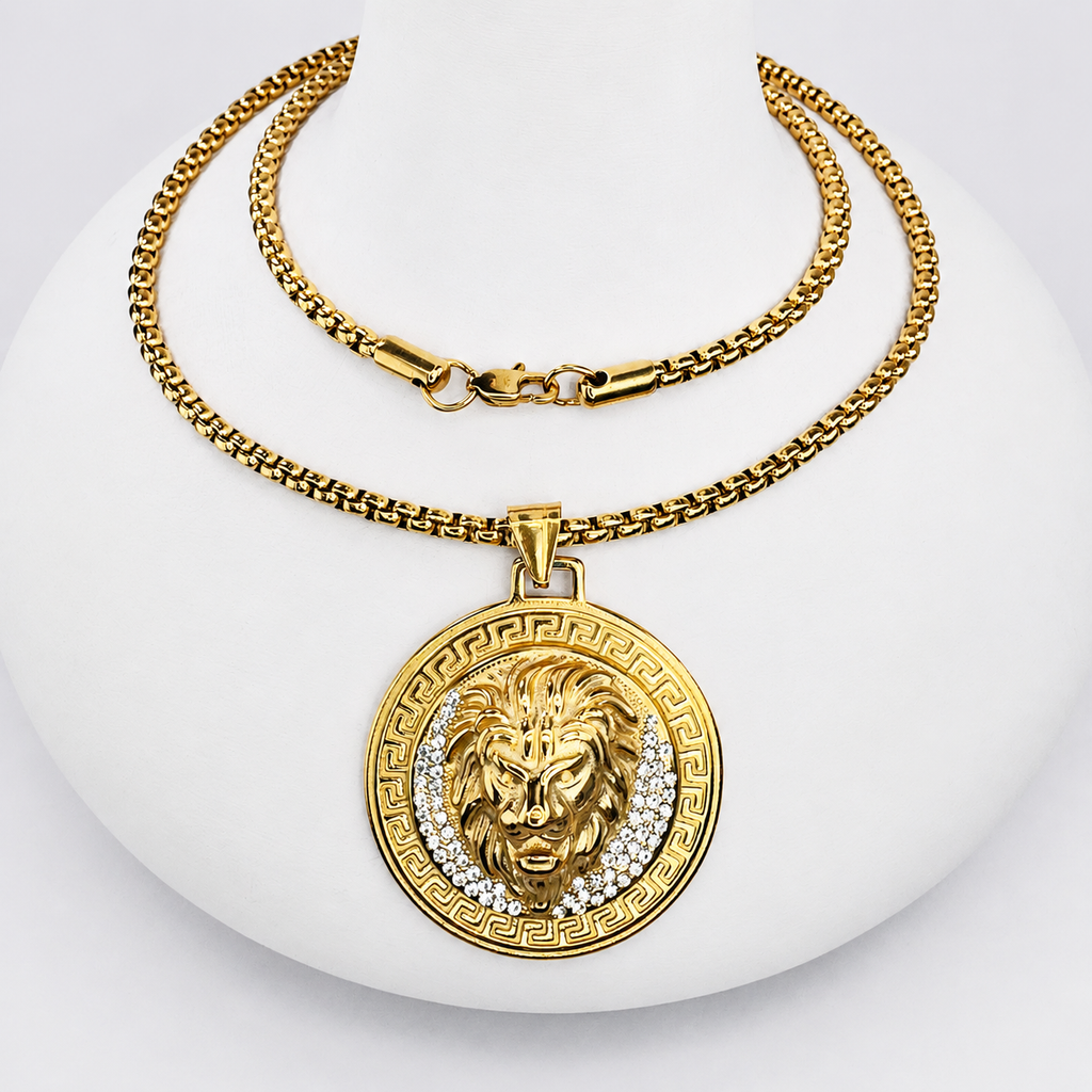 Combo Cadena Veneciana + Dije León Oro Laminado 18K