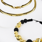 Conjunto Aqüe Mukura (Cadena + Manilla) Oro Laminado 18K