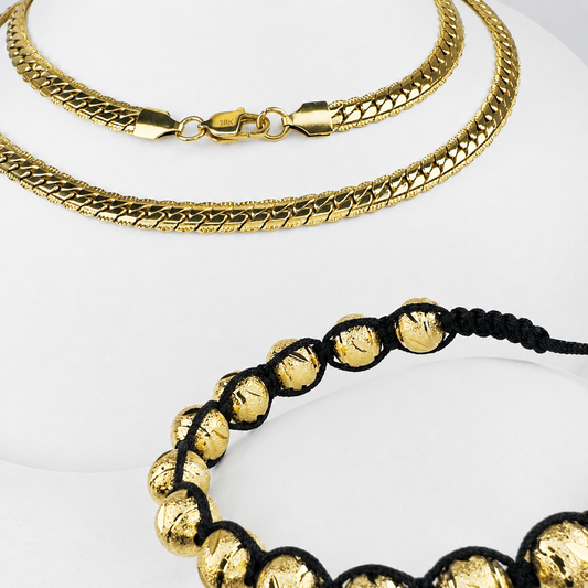 Conjunto Ata Mukura (Cadena + Manilla) Oro Laminado 18K