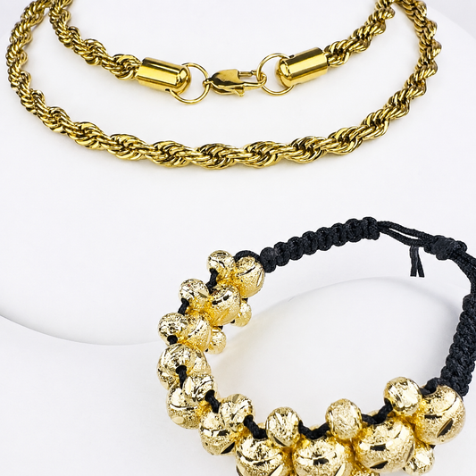 Conjunto Baté Mukura (Cadena + Manilla) Oro Laminado 18K