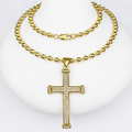 Combo Cadena Militar + Dije Cruz Piedras Oro Laminado 18K