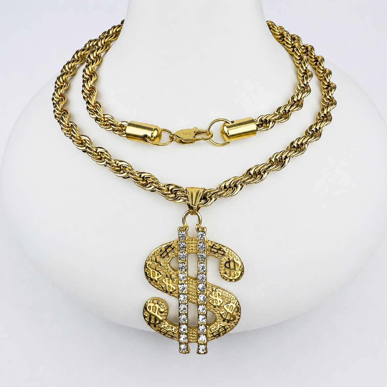 Combo Cadena Lazo + Dije Dolar Oro Laminado 18K