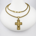 Combo Cadena Veneciana + Dije Cristo Relieve Oro Laminado 18K