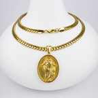 Combo Cadena Grabada + Dije Jesús Resucitado Oro Laminado 18K