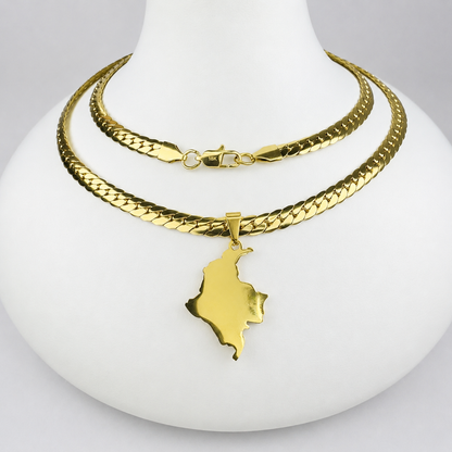 Combo Cadena Serpiente + Dije Colombia Oro Laminado 18K