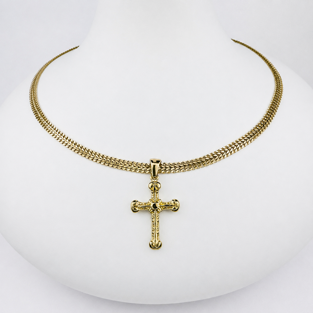 Combo Cadena Roma + Dije Cruz Enlazada Oro Laminado 18K Mujer
