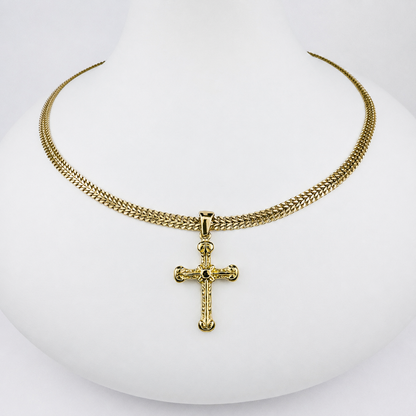 Combo Cadena Roma + Dije Cruz Enlazada Oro Laminado 18K Mujer