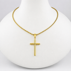 Combo Cadena Lazo + Dije Cruz Lisa Oro Laminado 18K Mujer