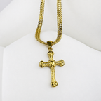 Combo Cadena Roma + Dije Cruz Enlazada Oro Laminado 18K Mujer