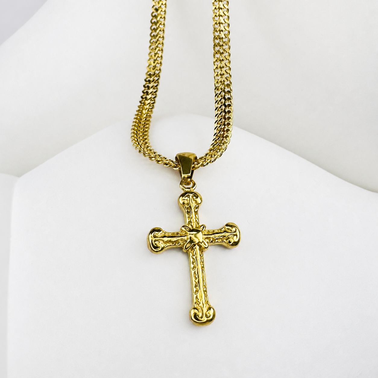 Combo Cadena Roma + Dije Cruz Enlazada Oro Laminado 18K Mujer