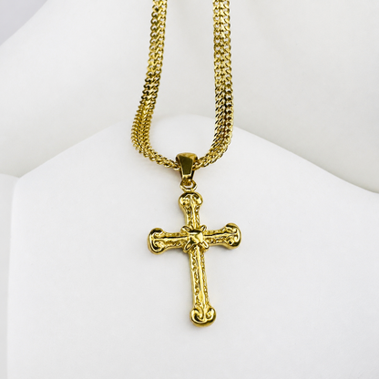 Combo Cadena Roma + Dije Cruz Enlazada Oro Laminado 18K Mujer
