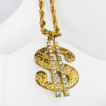 Combo Cadena Lazo + Dije Dolar Oro Laminado 18K