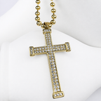 Combo Cadena Militar + Dije Cruz Piedras Oro Laminado 18K