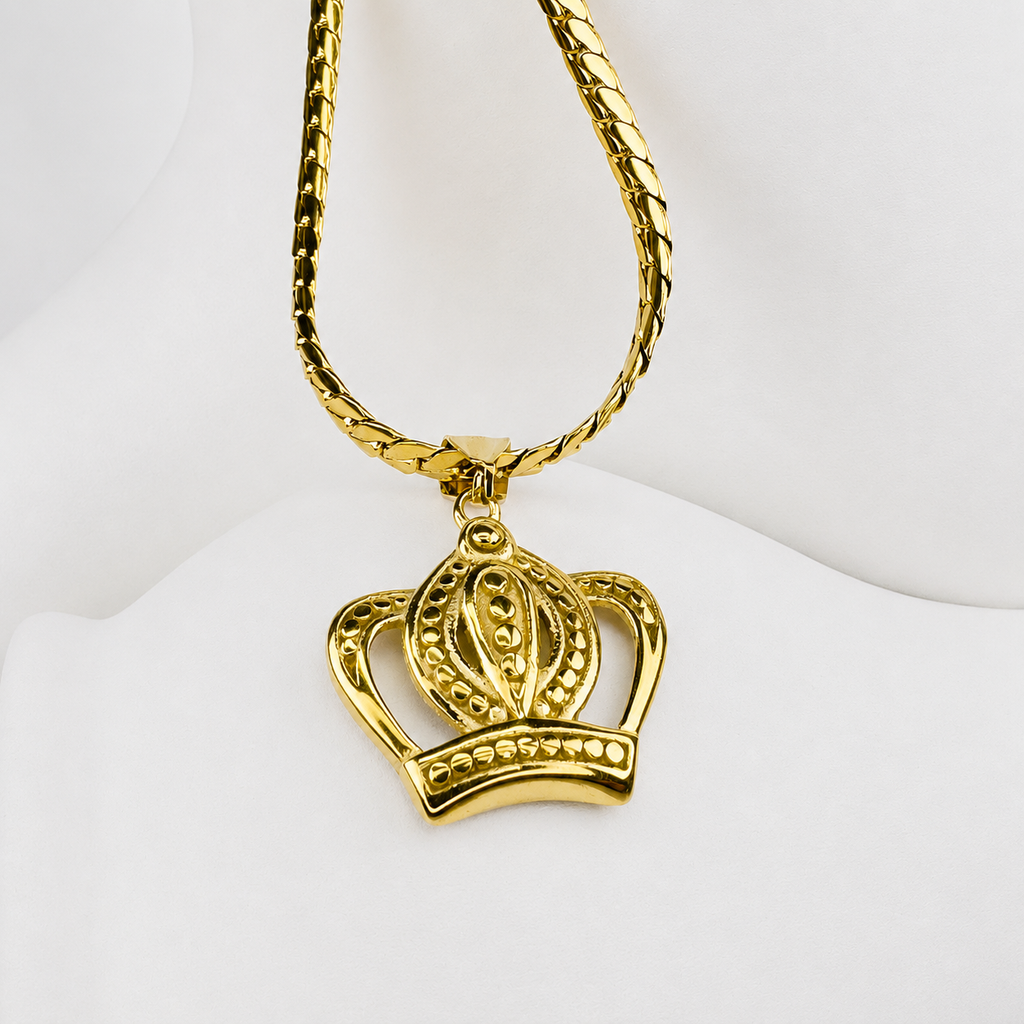 Combo Cadena Serpiente + Dije Corona Oro Laminado 18K