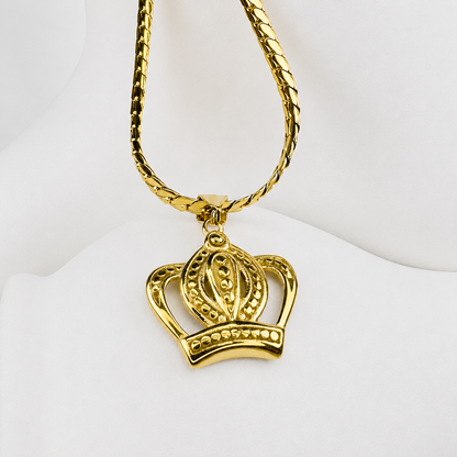 Combo Cadena Serpiente + Dije Corona Oro Laminado 18K
