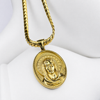 Combo Cadena Grabada + Dije Virgen Oro Laminado 18K