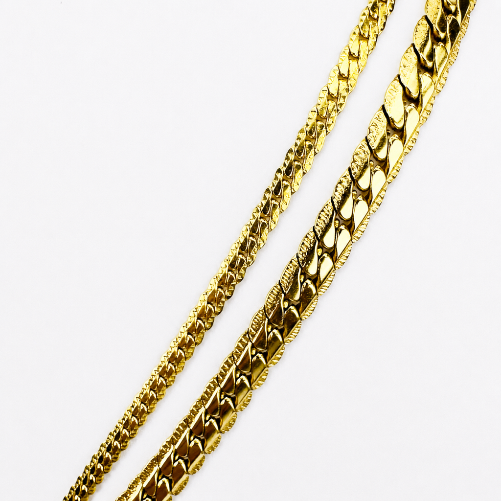 Combo Grabada Mukura Pareja (Cadenas + Pulseras) Oro Laminado 18K