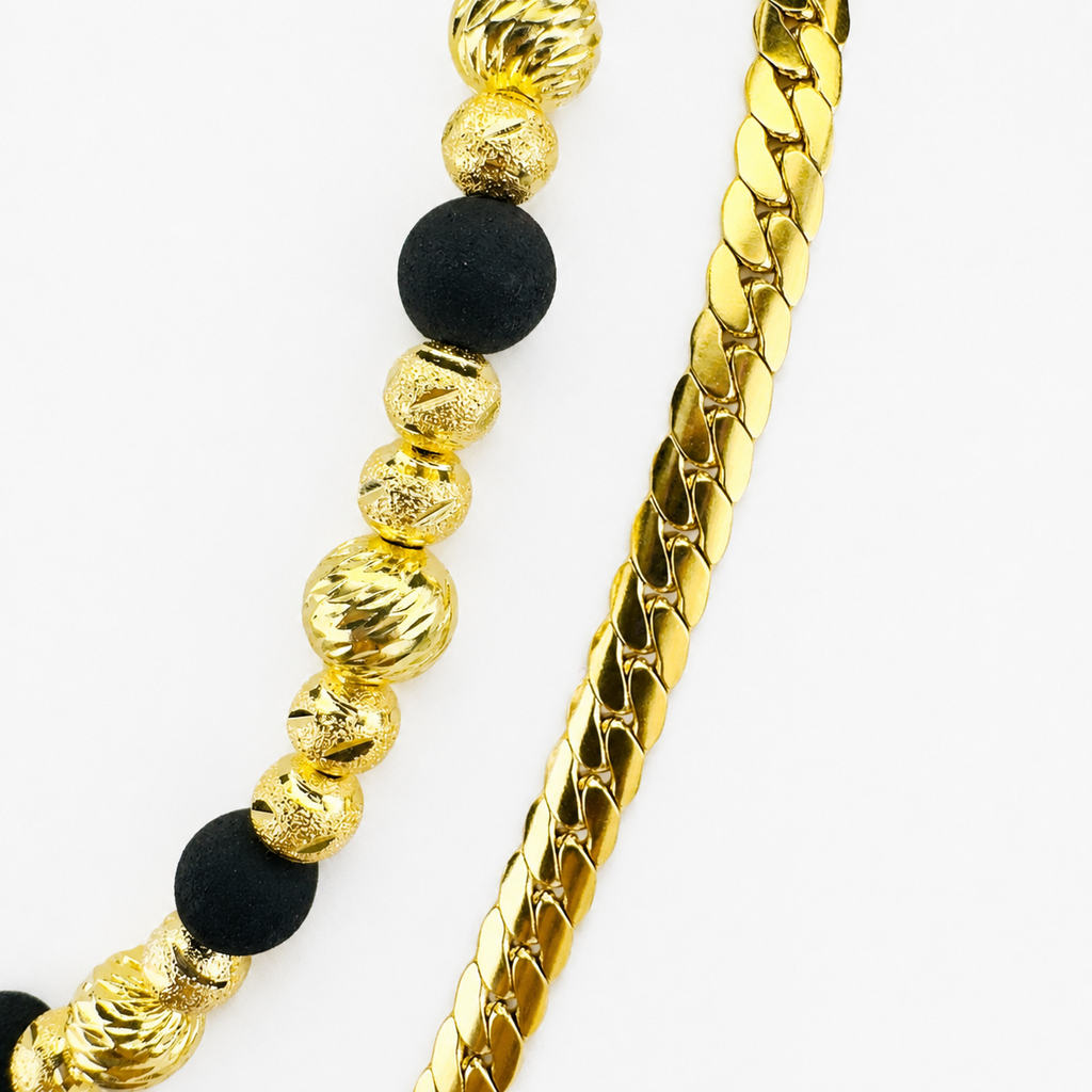 Conjunto Aqüe Mukura (Cadena + Manilla) Oro Laminado 18K