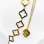 Combo Trebol Mukura (Cadena + Pulsera) Oro Laminado 18K Mujer