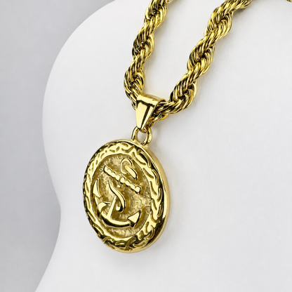 Combo Cadena Lazo + Dije Ancla Oro Laminado 18K