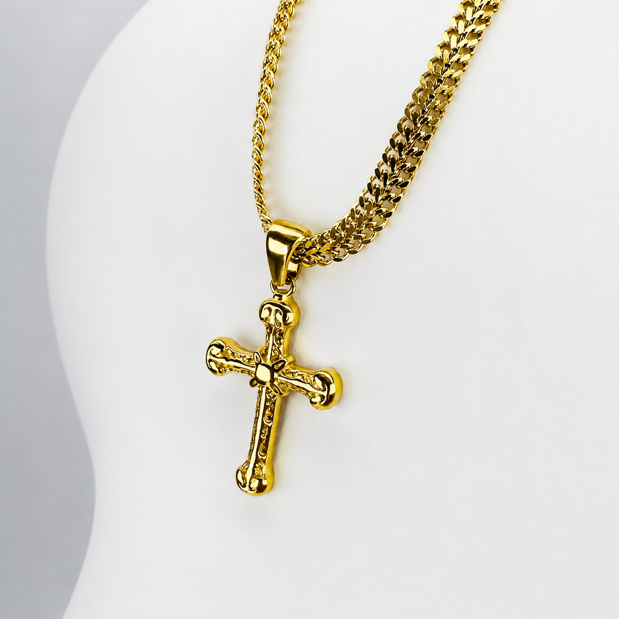 Combo Cadena Roma + Dije Cruz Enlazada Oro Laminado 18K Mujer