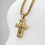Combo Cadena Veneciana + Dije Cristo Relieve Oro Laminado 18K