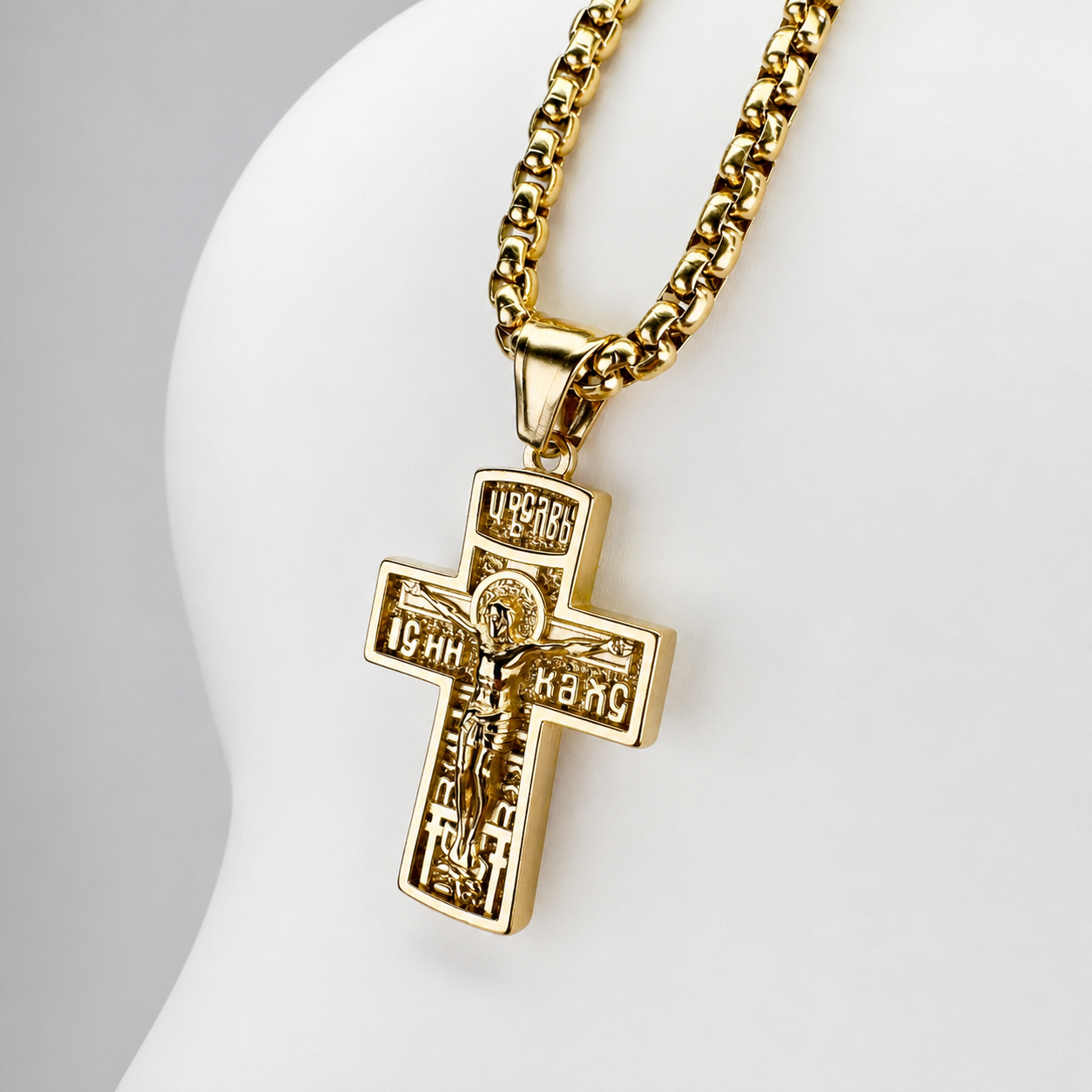 Combo Cadena Veneciana + Dije Cristo Relieve Oro Laminado 18K