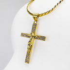 Combo Cadena Serpiente + Dije Cristo Piedras Mukura Oro Laminado 18K