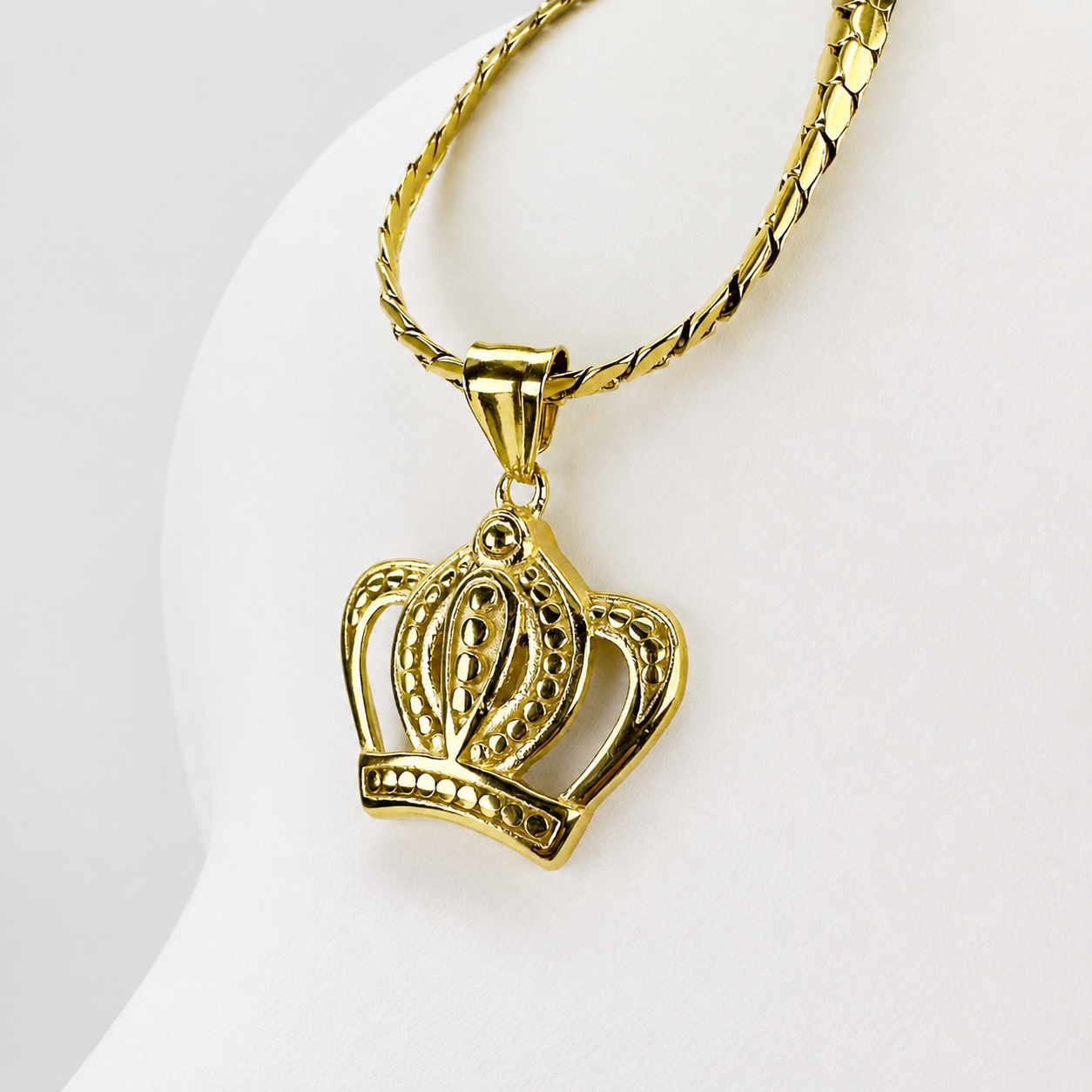 Combo Cadena Serpiente + Dije Corona Oro Laminado 18K