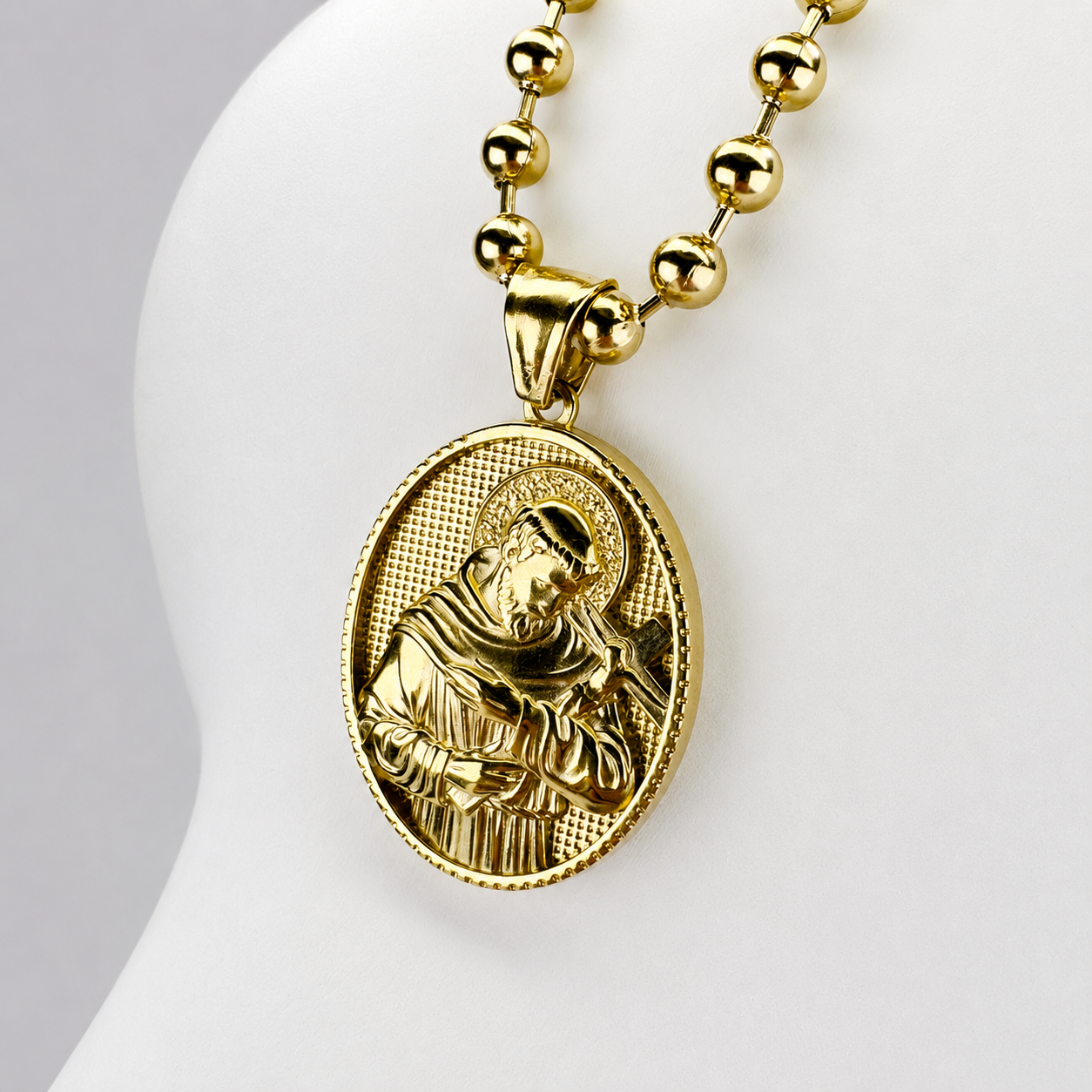 Combo Cadena Militar + Dije San Francisco De Asís Oro Laminado 18K
