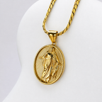 Combo Cadena Grabada + Dije Jesús Resucitado Oro Laminado 18K