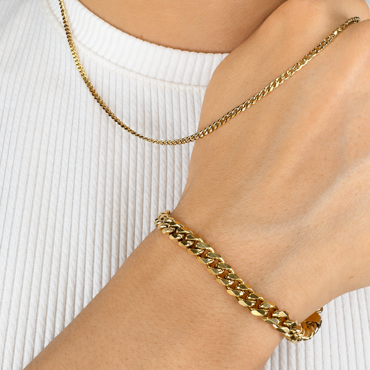Combo Cubana Mukura (Cadena + Pulsera) Oro Laminado 18K